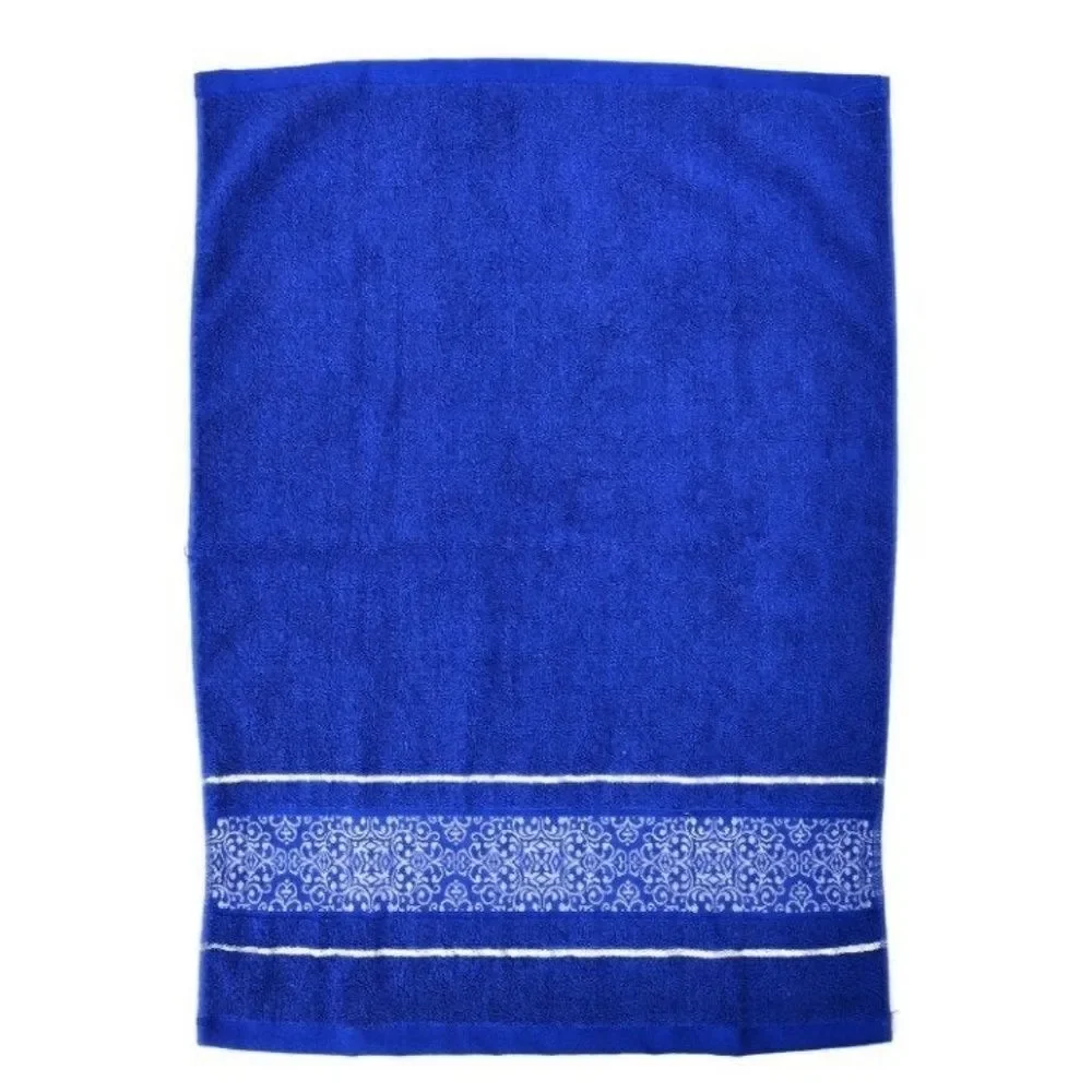 Towel Set Set of 2 Rayon and Cotton Blue
